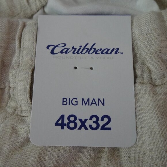 Roundtree Yorke Caribbean Linen Pants Big Men's Size 48x32 Beige Resort Beach - Picture 8 of 12